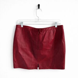 VTG Newport News Leather Mini Skirt Burgundy Womens Y2k 90s Glam Mob Wife